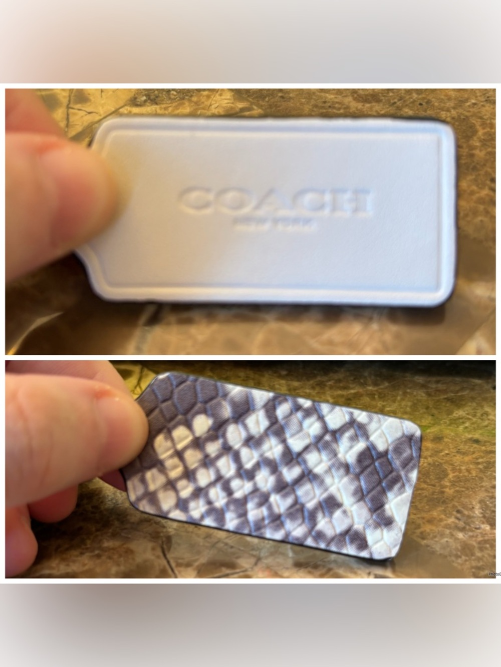 New Coach Cream with Python Snakeskin Leather Embossed Logo Hangtag!